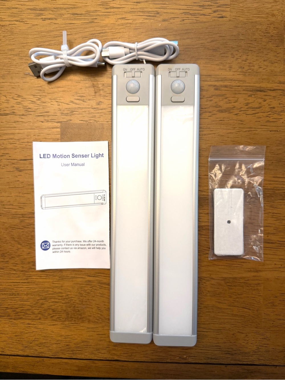 2 Pack Rechargeable LED Motion Sensor Under Cabinet Lights New